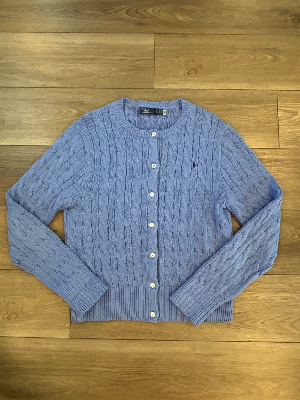 Polo Ralph Lauren Periwinkle Cable Knit Cotton Cardigan Women XL